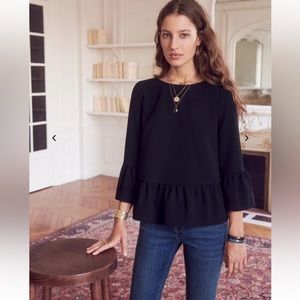 Sezane Tavia Black Blouse, Size 36